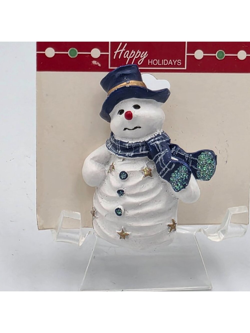 Snowman Holiday Brooch With Glitter Accents & Scarf Christmas 2"